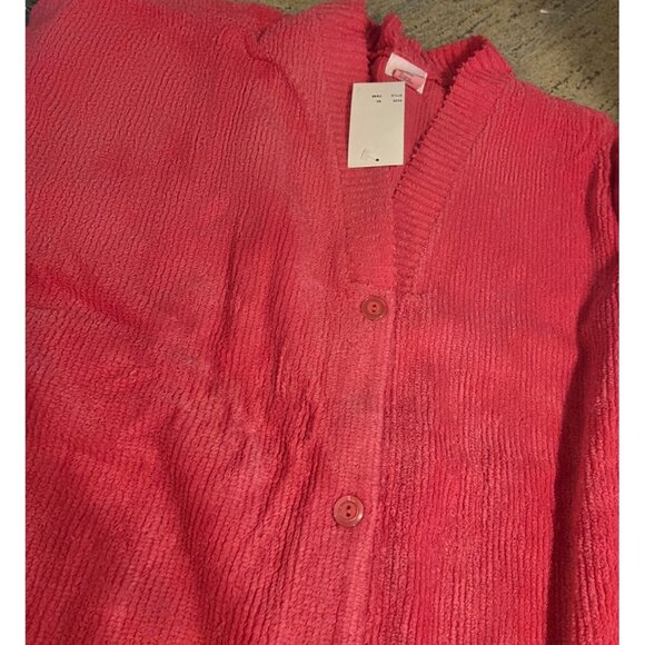New! Pink Chenille Shirt Robe Adonna Plus Size 3X Leisurewear Button Pockets - Picture 8 of 16